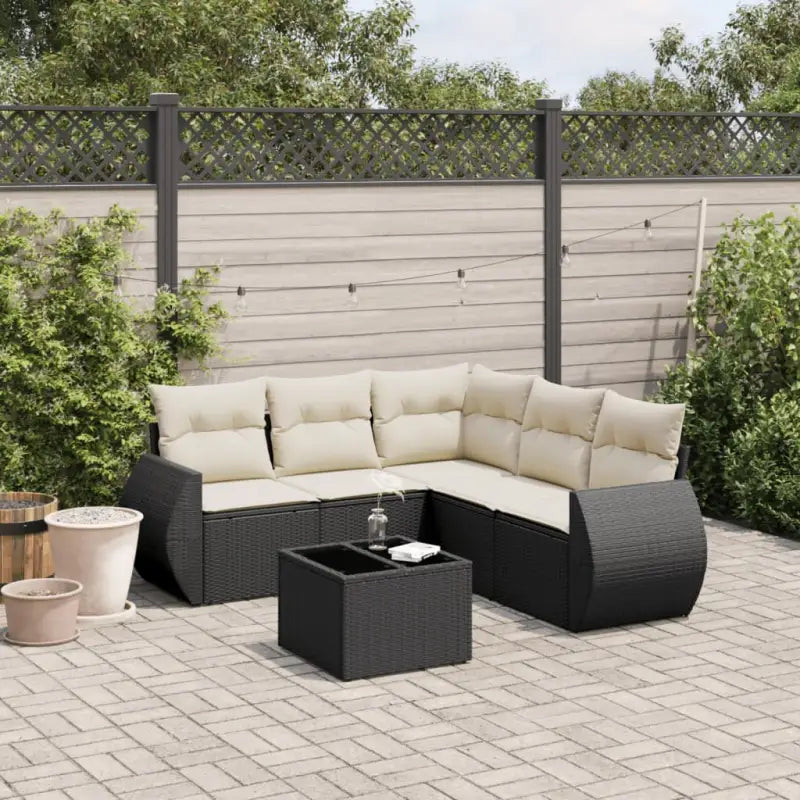 Gepoedercoate stalen tuinset met beige materiaal en comfortabele afmetingen - Zwart en crème / Met tafel - Tuinsets