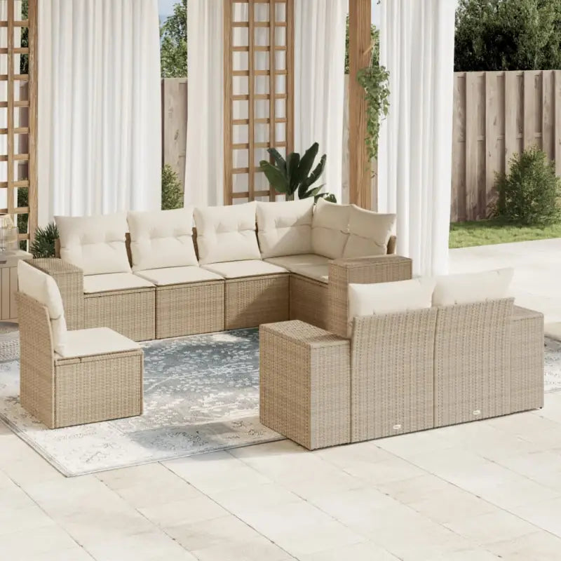 Gepoeedercoat staal tuinset met beige materiaal voor buitenplezier - beige en crèmekleurig / Met tafel - Tuinsets