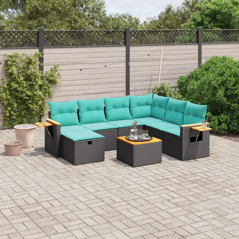 Gepoeerdcoat staal loungeset voor tuin of terras met grijs materiaal - Zwart en blauw / Met tafel - Tuinsets