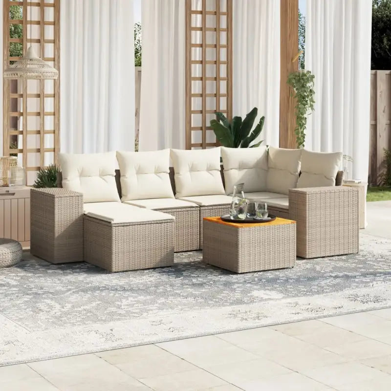Gepolijste loungeset met beige materiaal en gepoedercoat staal afmetingen - beige en crèmekleurig - Tuinsets