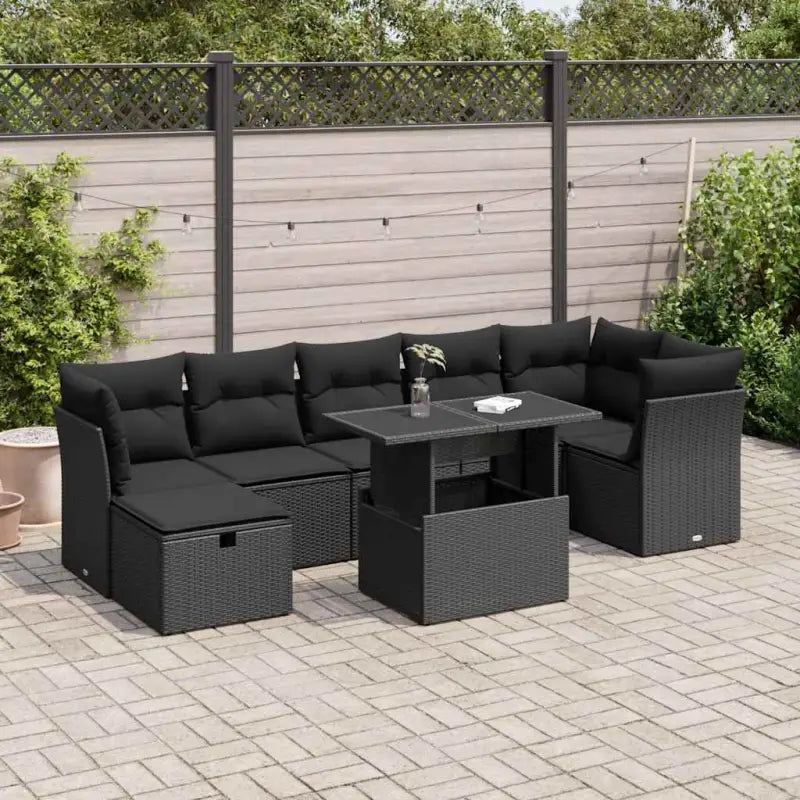 Gepubliceerd loungeset met beige materiaal en gepoedercoat staal afmetingen - Zwart / met opbergruimte - Tuinsets