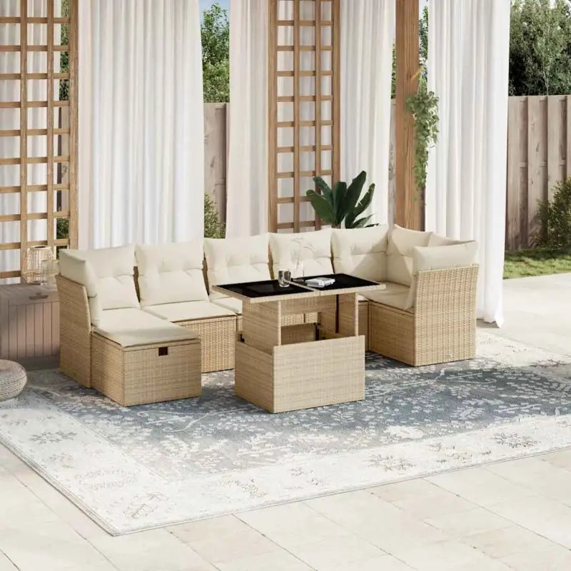 Gepubliceerd loungeset met beige materiaal en gepoedercoat staal afmetingen - beige en crèmekleurig / zonder