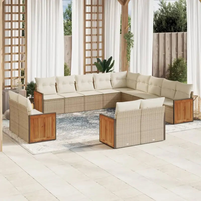 Gepubliceerd loungeset met beige materiaal en gepoedercoat staal - beige en crèmekleurig / Zonder tafel - Tuinsets