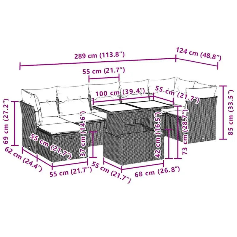 Gepubliceerd loungeset met beige materiaal en gepoedercoat staal afmetingen - Tuinsets