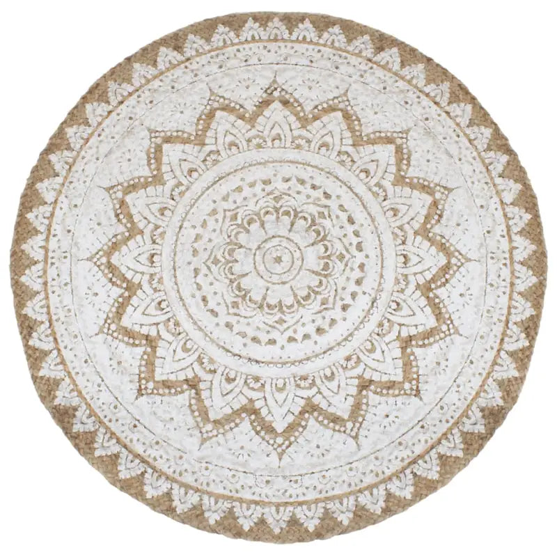 Gevlochten jute vloerkleed met prachtige mandala print en aantrekkelijke textuur - 210 cm - Vloerkleden