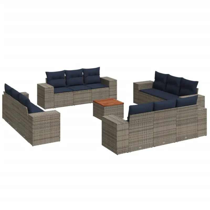 Gezellige grijze loungeset met gepoedercoat staal en afmetingen - Tuinsets