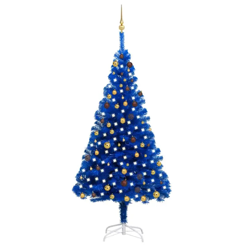 Glanzende Gouden Kunstkerstboom voor een Unieke Kerstsfeer - Blauw en goud / 210 x 120 cm / 1 - Kerstbomen
