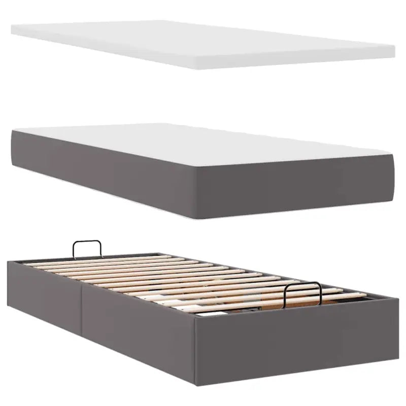 Grijs ottomaan bed met ruime opbergruimte en comfortabel matras - Bedden & bedframes