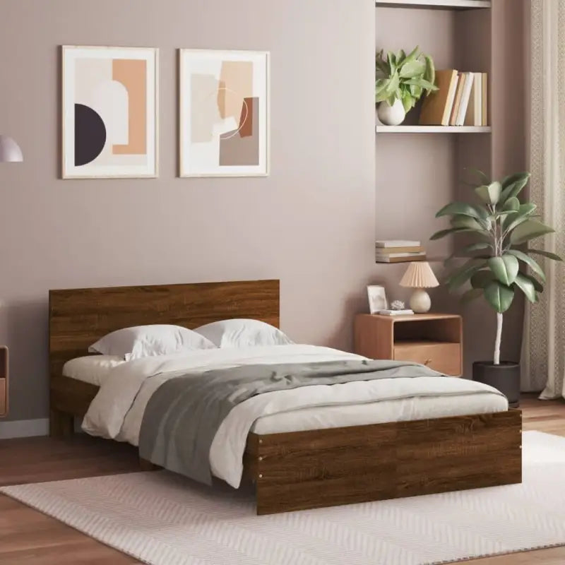 Grijs Sonoma bedframe voor een stabiele en stijlvolle slaapkamer - bruin eikenkleur / 135 x 190 cm - Bedden & bedframes