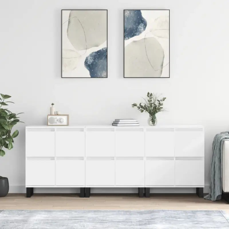 Grijs Sonoma Dressoir van bewerkt hout met tijdloze uitstraling - Wit / 3 - Dressoirs & buffetkasten