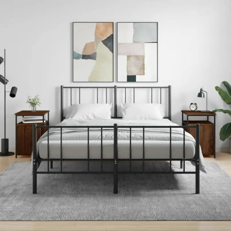 Grijs Sonoma nachtkastje met bewerkt hout en verstelbare poten - bruin eikenkleur / 2 - Nachtkastjes