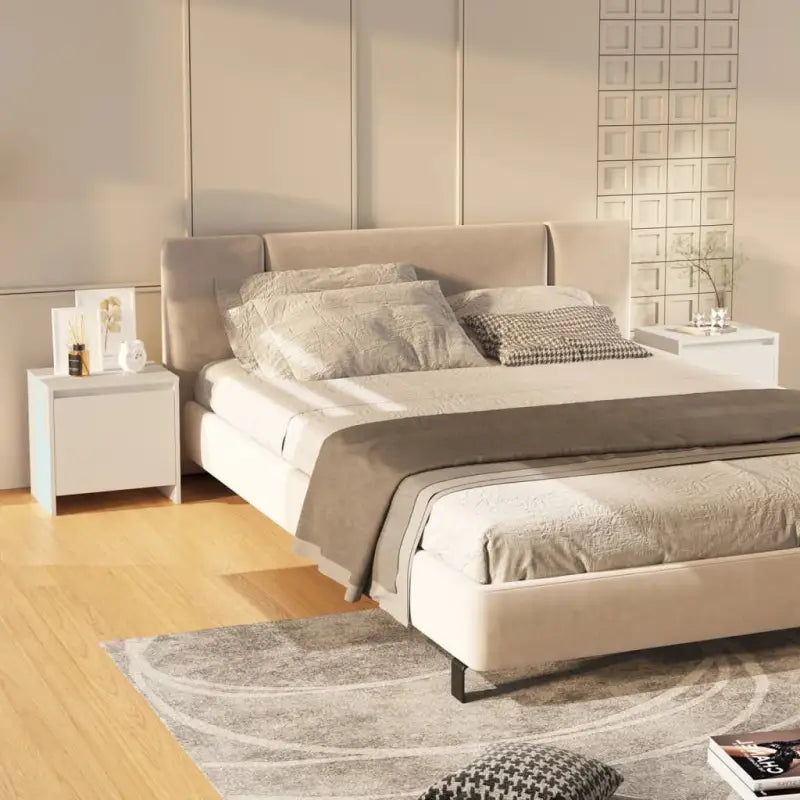 Grijs Sonoma nachtkastje van bewerkt hout met tijdloos design - Wit / 2 - Nachtkastjes