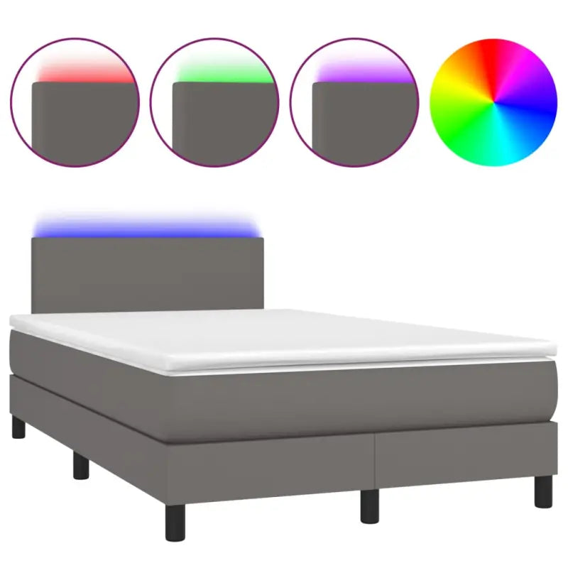 Grijze boxspring met matras en LED voor een rustgevende slaapkamer - Bedden & bedframes