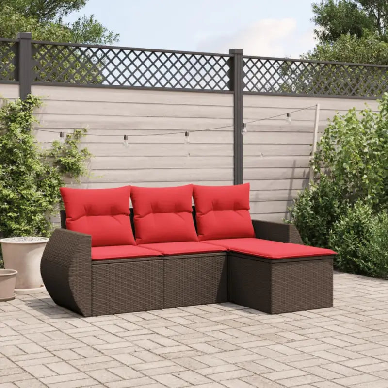 Grijze loungeset met gepoedercoat staal en waterdichte tas voor buitenplezier - Bruin en rood / Zonder tafel - Tuinsets