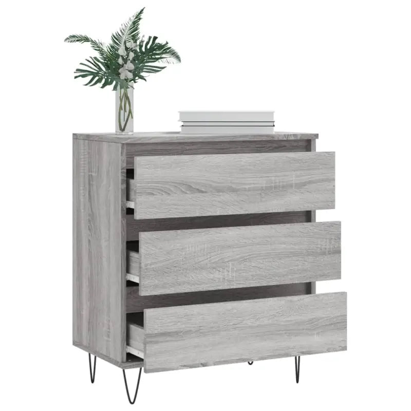 Grijze Sonoma Dressoir met bewerkt hout en ijzeren poten - Dressoirs & buffetkasten