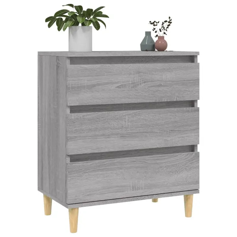 Grijze Sonoma dressoir met houten poten en bewerkt hout - Dressoirs & buffetkasten