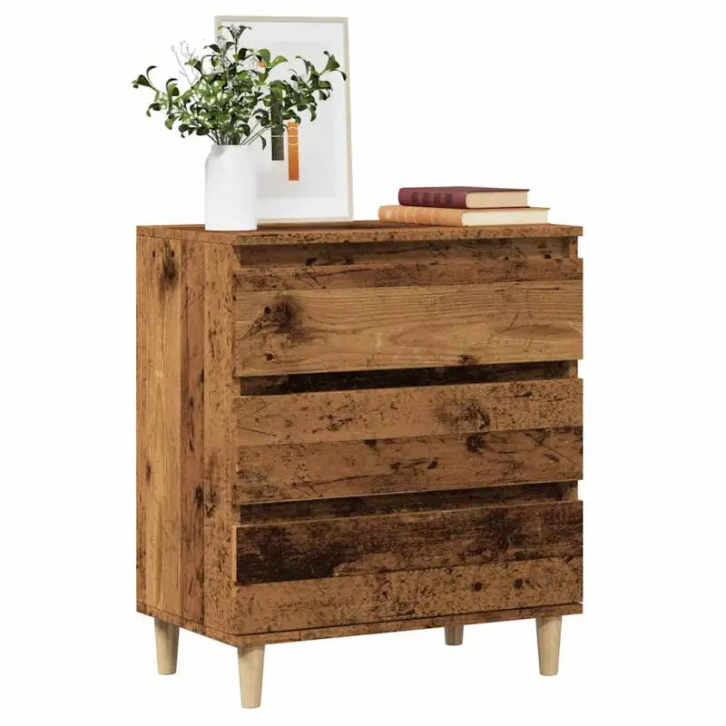 Grijze Sonoma dressoir met houten poten en bewerkt hout - Oud hout / 1 - Dressoirs & buffetkasten