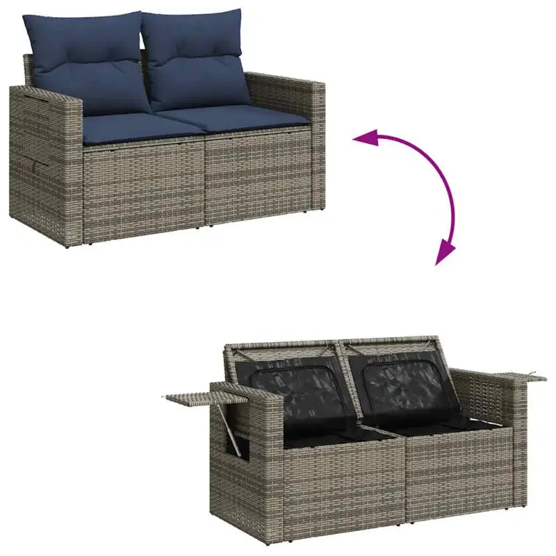 Grijze tuin loungeset met waterdichte tas en gepoedercoat staal - Grijs - Tuinsets