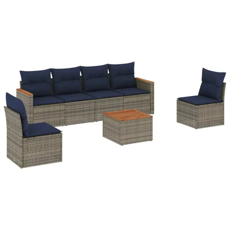 Grijze tuin loungeset met waterdichte tas en gepoedercoat staal - Grijs en blauw / Met tafel - Tuinsets