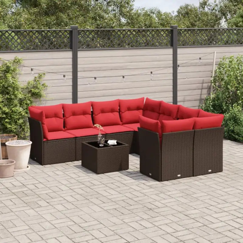 Grijze tuinbank van gepoedercoat staal voor terras en tuin plezier - Bruin / 4x midden + Tafel + 4x hoek - Tuinsets