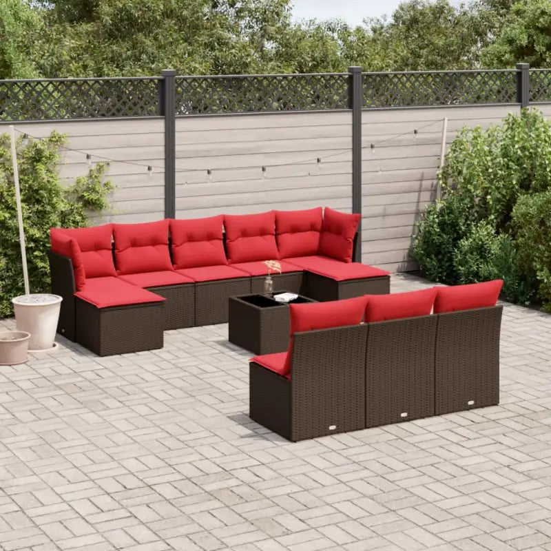 Grijze tuinset met gepoedercoat staal en waterdichte tas voor buitenplezier - Bruin en rood / Met tafel - Tuinsets