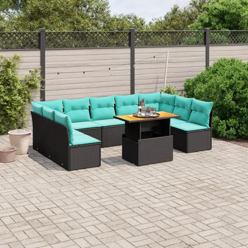 Grijze tuinstoelenset met gepoedercoat staal voor comfortabel buitenplezier - Zwart en blauw / 2x hoek + 5x midden + 2x