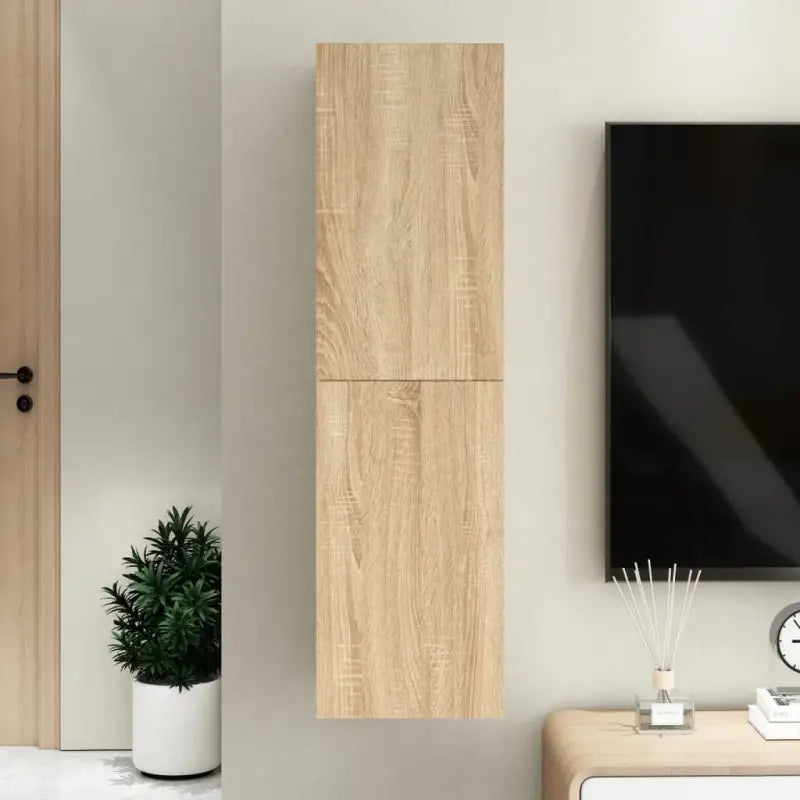 Hangende Tv-meubel van bewerkt hout voor een trendy woonkamer sfeer - Sonoma eiken / 1 / 110 cm - Tv-meubels