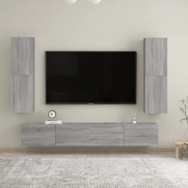 Hangende Tv-meubel van bewerkt hout voor een trendy woonkamer sfeer - Grijs sonoma / 2 / 110 cm - Tv-meubels