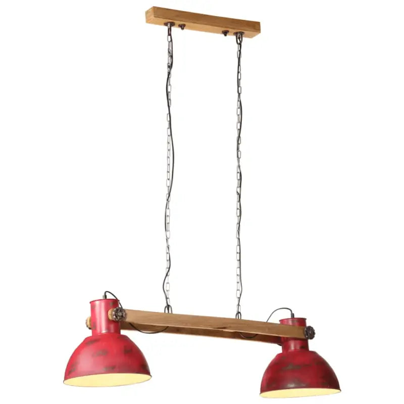 Hanglamp met verweerde bruine afwerking en antiek messingkleurige details - Rood / 1 - Lampen
