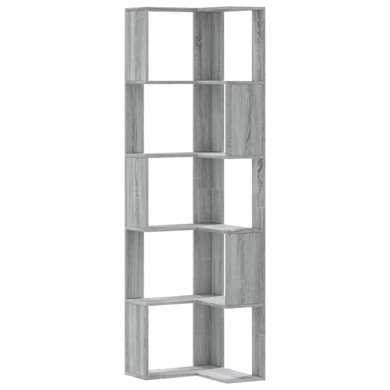 Hoekboekenkast in bewerkt hout grijs Sonoma voor een stijlvolle opbergoplossing - Boekenkasten
