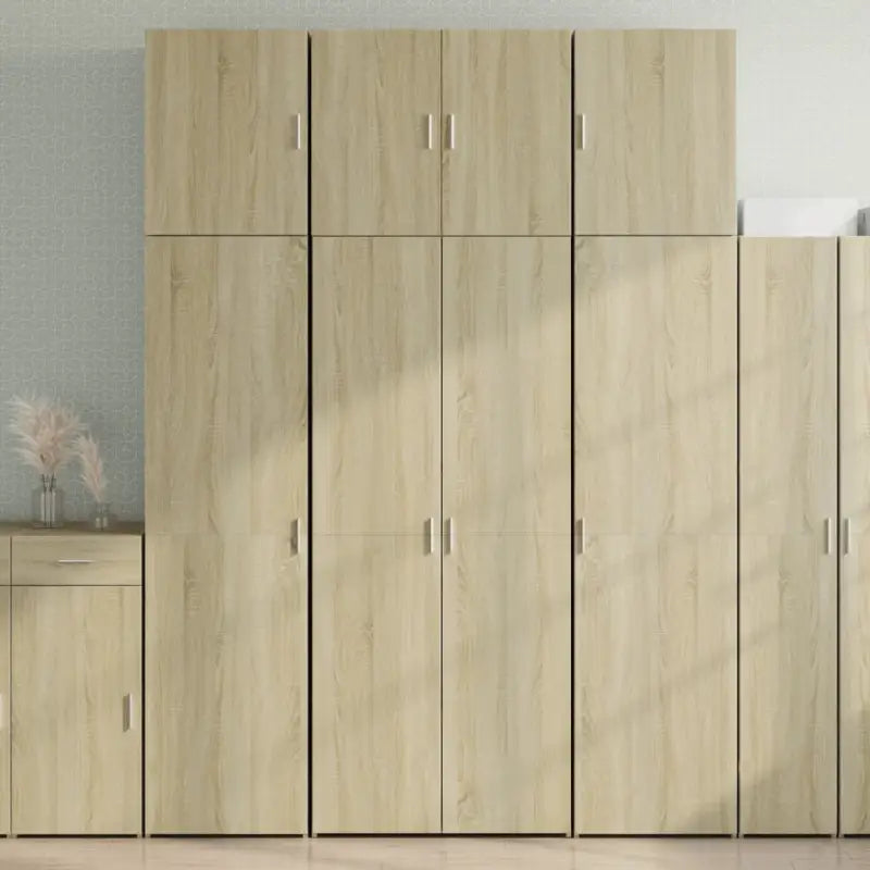 Hoge kast in grijs sonoma van bewerkt hout met elegante uitstraling - Sonoma eiken / 1 - Dressoirs & buffetkasten