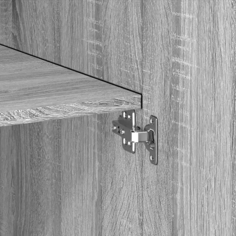 Hoge kast in grijs sonoma van bewerkt hout met stijlvolle uitstraling - Dressoirs & buffetkasten