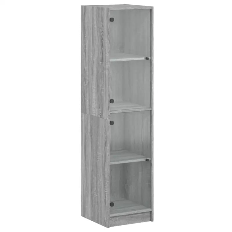 Hoge kast met glazen deuren in Grijs Sonoma Eiken stijl - Dressoirs & buffetkasten