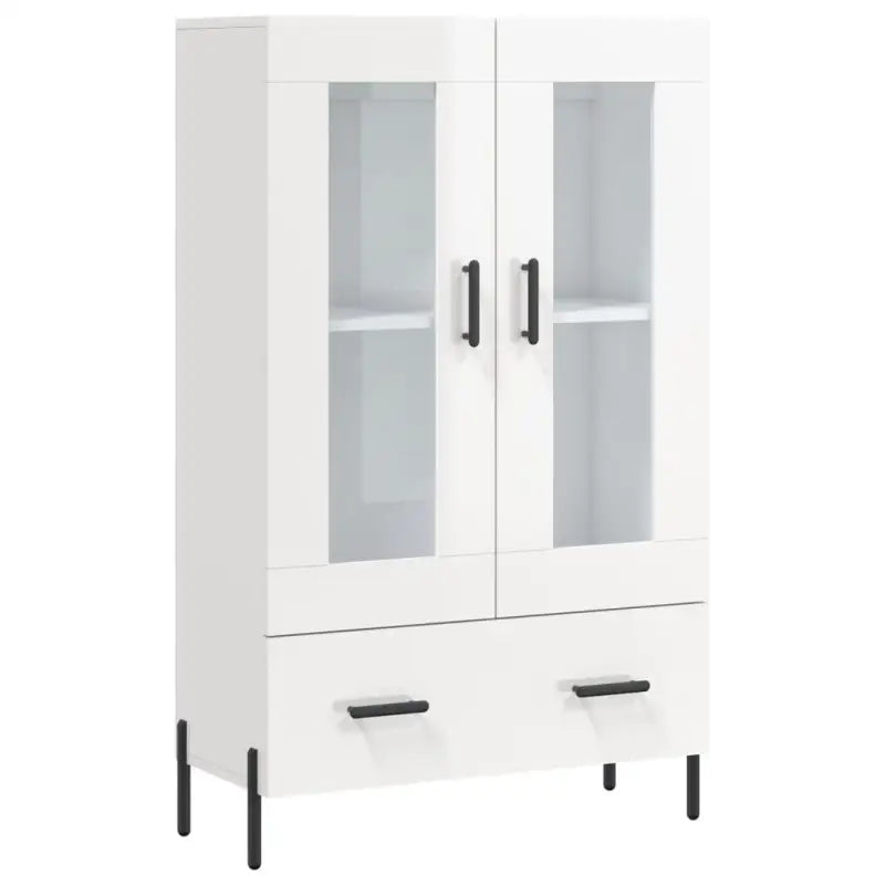 Hoge kast met metalen poten in hoogglans wit voor moderne interieurs - Dressoirs & buffetkasten