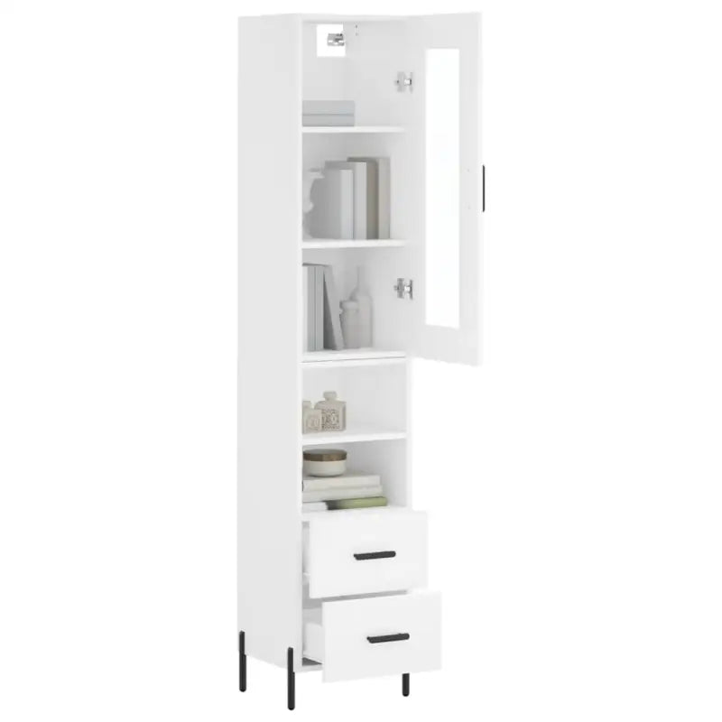 Hoge kast van bewerkt hout met duurzame en stabiele afwerking - Dressoirs & buffetkasten