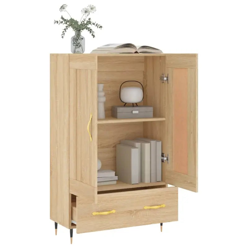Hoge kast van bewerkt hout met duurzame en stijlvolle afwerking - Dressoirs & buffetkasten