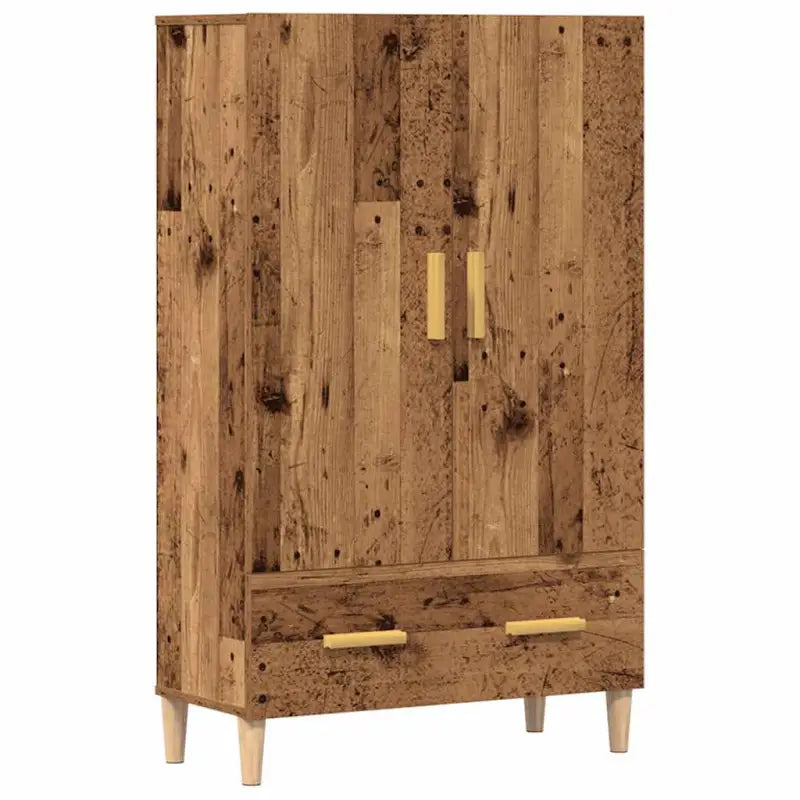 Hoge kast van bewerkt hout met elegante afwerking en duurzame kwaliteit - Oud hout / 1 - Dressoirs & buffetkasten