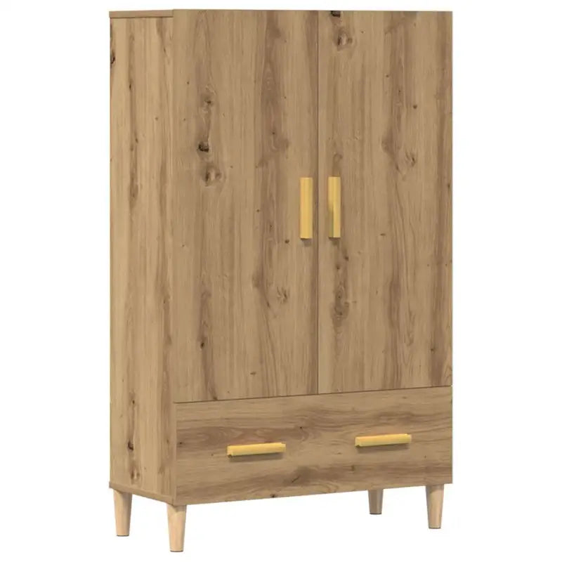 Hoge kast van bewerkt hout met elegante afwerking en duurzame kwaliteit - artisanaal eikenkleurig / 1 - Dressoirs &