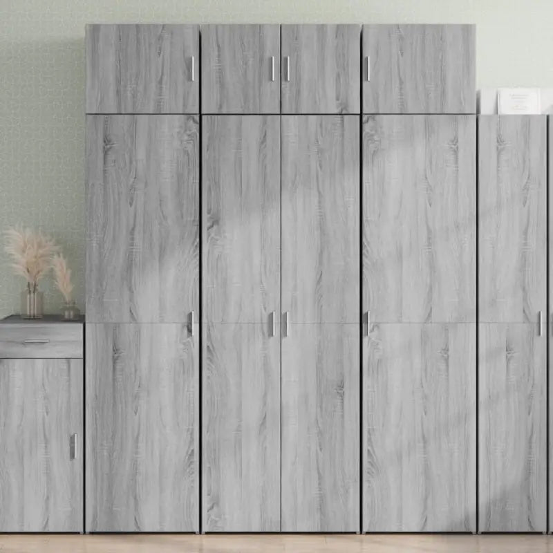 Hoge kast van bewerkt hout met elegante en duurzame uitstraling - Grijs sonoma / 1 - Dressoirs & buffetkasten