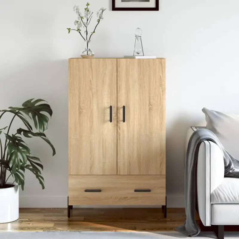 Hoge kast van bewerkt hout met metalen poten voor moderne stijl - Sonoma eiken / 1 - Dressoirs & buffetkasten