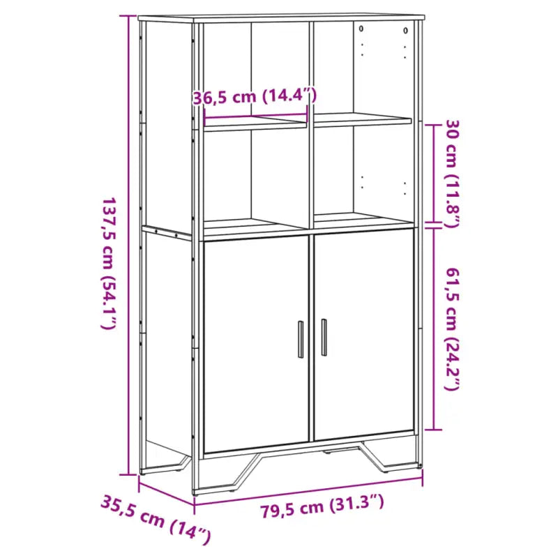 Hoge kast van grijs Sonoma eiken voor een stijlvolle inrichting - Dressoirs & buffetkasten