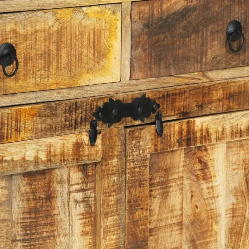 Hoge kast van massief ruw mangohout met vintage ontwerp - Dressoirs & buffetkasten