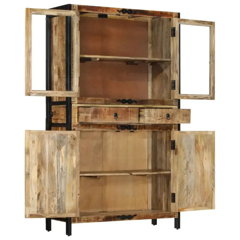 Hoge kast van massief ruw mangohout met vintage ontwerp - Dressoirs & buffetkasten