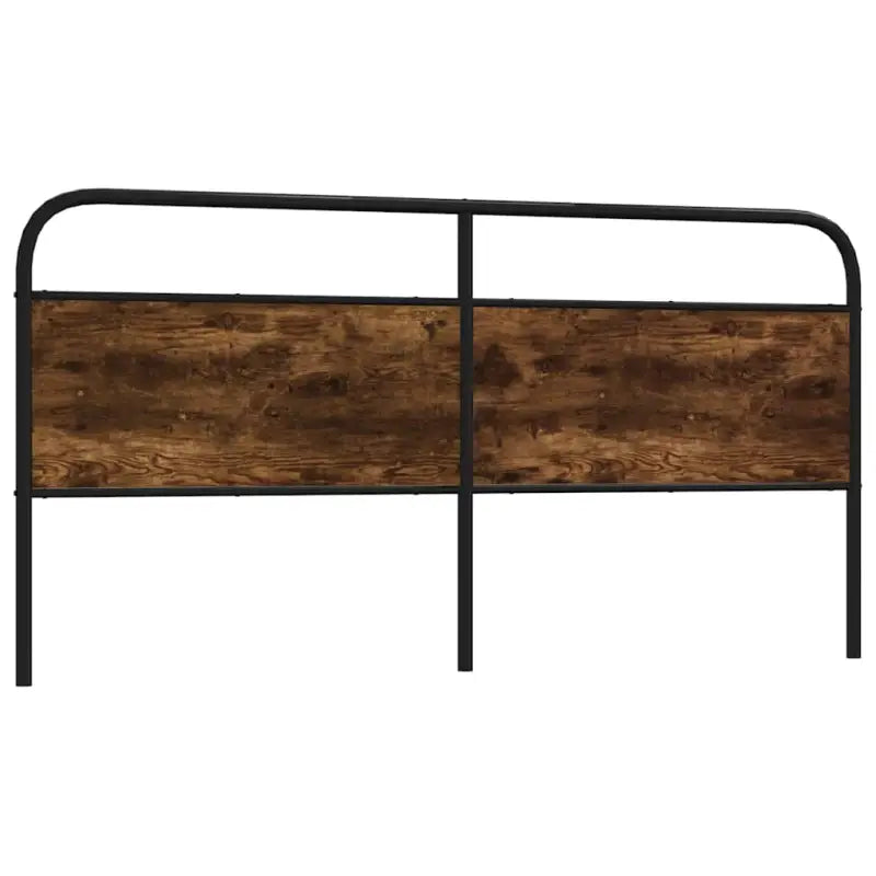 Hoofdborden en voetborden met ronde buizen en bewerkt hout - Gerookt eiken / 180 cm / 1 - Hoofdborden en voetborden