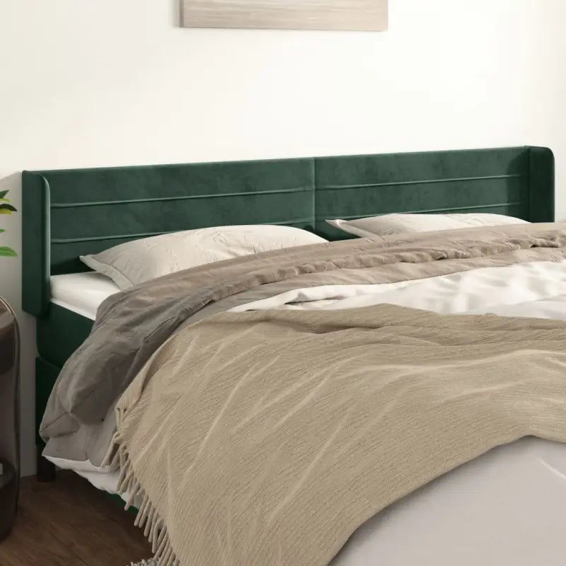 Hoofdborden en voetborden met zachte fluweel levering bevat - Donkergroen / 183 x 16 x 78/88 cm / 1 - Hoofdborden