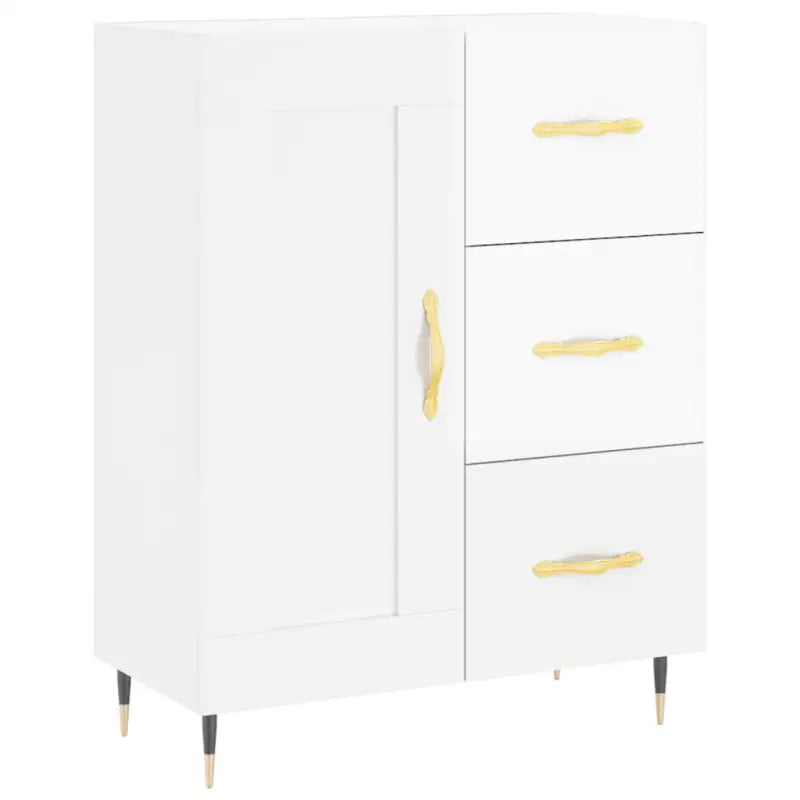 Hoogglans wit dressoir met bewerkt hout voor een tijdloze uitstraling - Dressoirs & buffetkasten