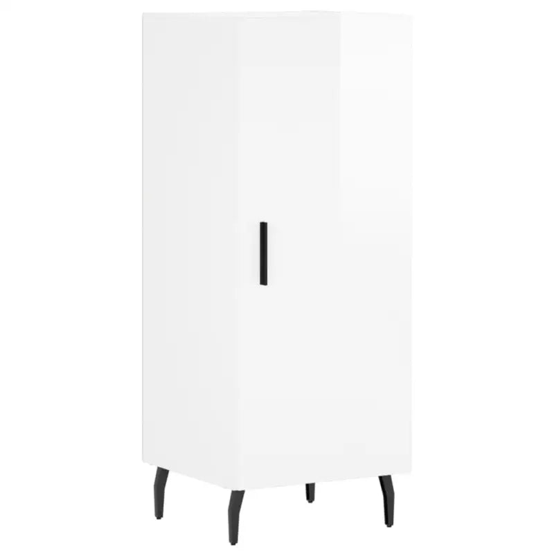 Hoogglans wit dressoir met metalen poten en bewerkt hout - Dressoirs & buffetkasten