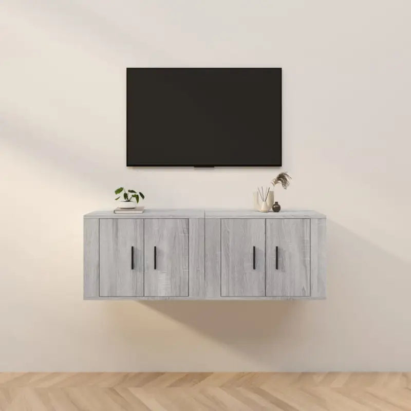 Hoogglans wit tv-meubel met strak en klassiek design - Grijs sonoma / 2 / 57 cm - Tv-meubels