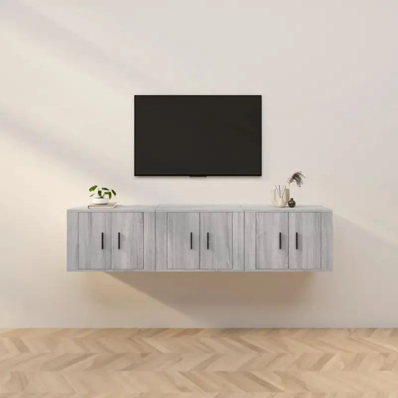 Hoogglans wit tv-meubel met strak en klassiek design - Grijs sonoma / 3 / 57 cm - Tv-meubels