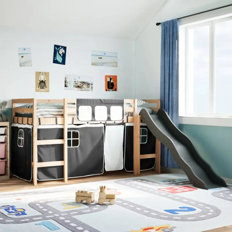 Hoogslaper voor Kinderen van Massief Grenenhout voor Ruimtebesparing - Zwart / 90 x 190 cm - Bedden & bedframes